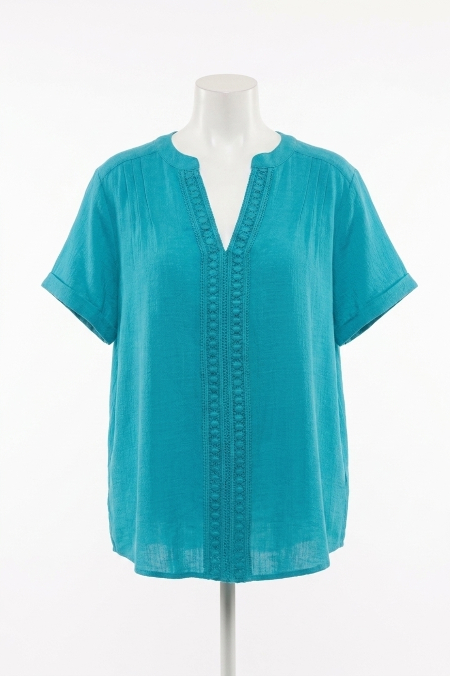 NEW BLU PEPPER coastal v-neck blouse in teal